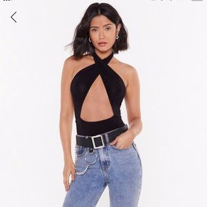 NWT Nasty Gal Cut-Out to the Chase Black Bodysuit